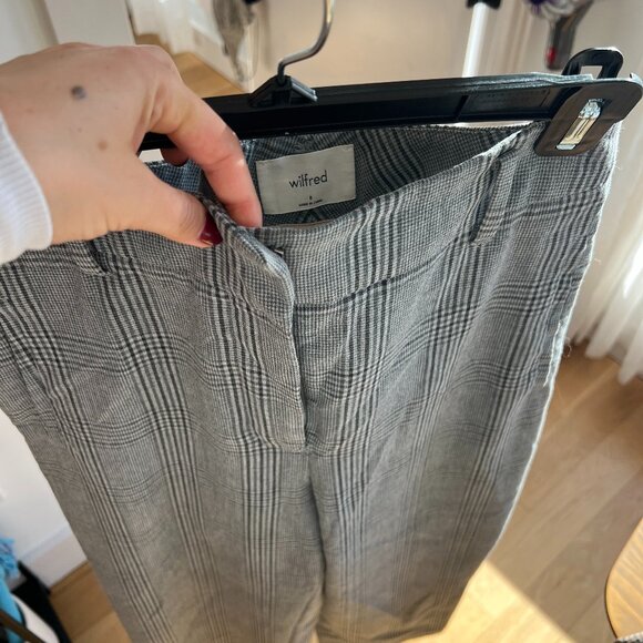 ARITZIA WILFRED GREY PLAID TROUSER PANT - Picture 4 of 4